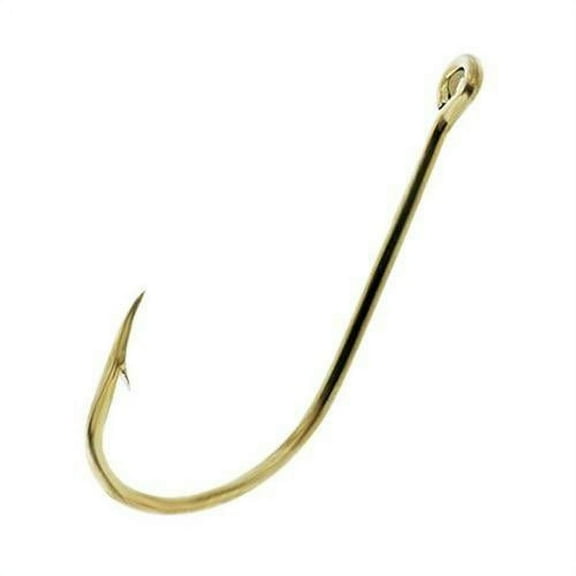 Eagle Claw 089AH-6 Plain Shank Offset Hook, Gold, Size 6, 089A-6