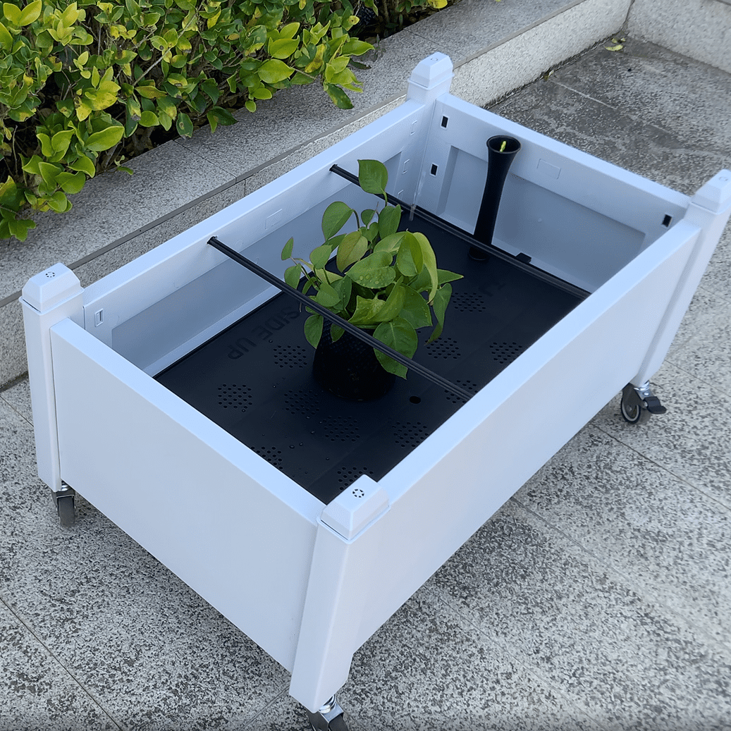 MINDYES Rectangular Resin Planter Box  Raised Beds For Gardening Plants 30.04*17.72*12.6 inch Outdoor Tomato Planters
