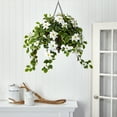thumbnail image 3 of Nearly Natural 3ft. Poinsettia and Variegated Holly Artificial Plant in Metal Hanging Bowl, 3 of 5