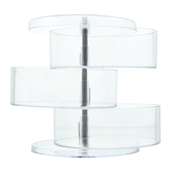 WINOMO 1Set Rotating Makeup Box Transparent Square Plastic Desktop Storage Organizer For Home Organization