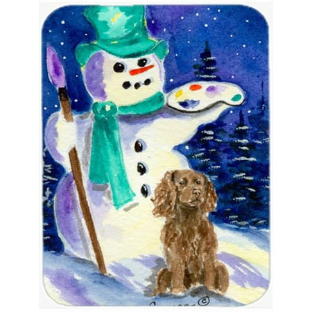 

Artist Snowman With Boykin Spaniel Glass Cutting Board - Large