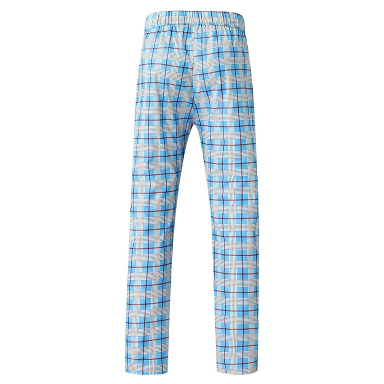 xinqinghao lounge pants men s casual plaid print skinny pencil pants zipper elastic waist pants trousers cargo pants light blue xxxl