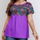 thumbnail image 2 of Camiseta de Manga Corta de Cuello Redondo Impresa Casual de Tamaño Grande Hecha de Cómodo Estante de Imitación para el Uso Diario, Camisetas Cortas para Mujeres, 2 of 8