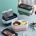 thumbnail image 5 of Lilixerw Clearance Bento Box Adult Lunch Box,Stackable 2 Layer 304 Stainless Steel Lunch Box,Large Capacity Portable Lunch Box Containers,with Soup Bowl Spoon and Fork, 5 of 5
