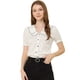 thumbnail image 1 of Camiseta De Manga Corta Con Cuello Peter Pan Y Lunares Vintage Para Mujer Blanco XS, 1 of 6