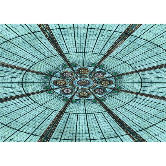 Ahgly Company Indoor Rectangle Patterned Greenish Blue Green Area Rugs, 7' x 9'