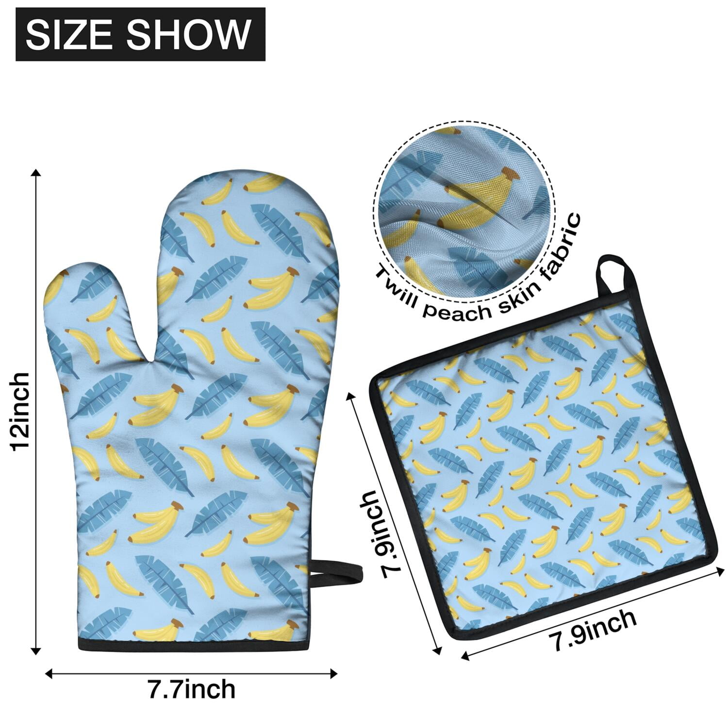 Oven Mitts and Pot Holders Set Of 4, Heat Resistant Kitchen Gloves with Non-Slip Grip, Hanging Loop, Soft Cotton Lining for Baking, Cooking, Grilling, Barbecue
