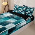 thumbnail image 3 of Homewish Blue Ombre Checkerboard Zipper Queen Comforter Set with Fitted Sheet and 2 Pillowcases,Abstract Grunge Zipper Bedding Set,Black Reversible,4pcs, 3 of 8