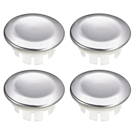 4Pack Sink Trim Overflow Cover Ring Double Layer Metal Hole Insert in Caps Silver