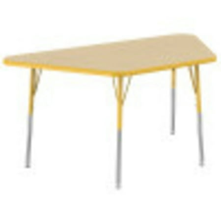ECR4Kids 30in x 60in Trapezoid Everyday T-Mold Adjustable Activity Table Maple/Yellow - Standard Swivel