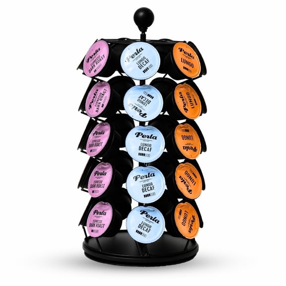 Maypes Coffee Pod Holder, K-Cup Compatible, 35 Capsule Pods Capacity, Black Powder Coated Metal, 14.5 x 6.75 Inch
