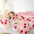 thumbnail image 4 of jejeloiu Cute Cherry Full Size Comforter Sets,Cartoon Flower Floral Bedding Comforter Set,Red Green Pink Bedding Sets For Girls,Ultra Soft Home Decor Reversible,3pcs, 4 of 8