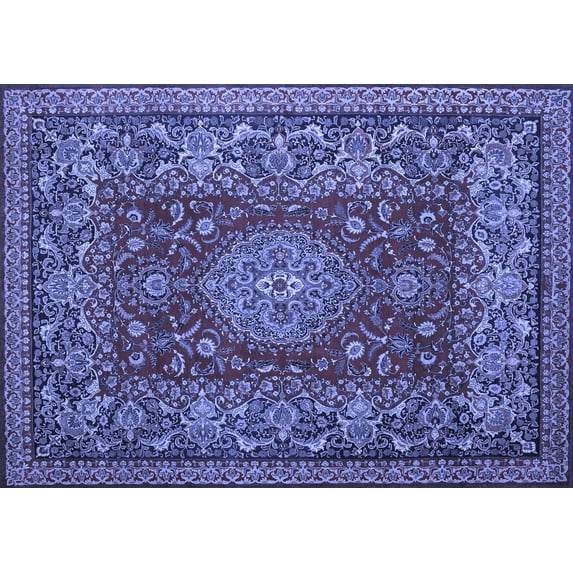 Ahgly Company Machine Washable Indoor Rectangle Medallion Blue Traditional Area Rugs, 4' x 6'