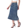 thumbnail image 4 of INSPIRE CHIC Women's Denim Midi Skirt Back to School High Waist Fishtail Hem Flared Jean Skirt Gray Blue S, 4 of 6