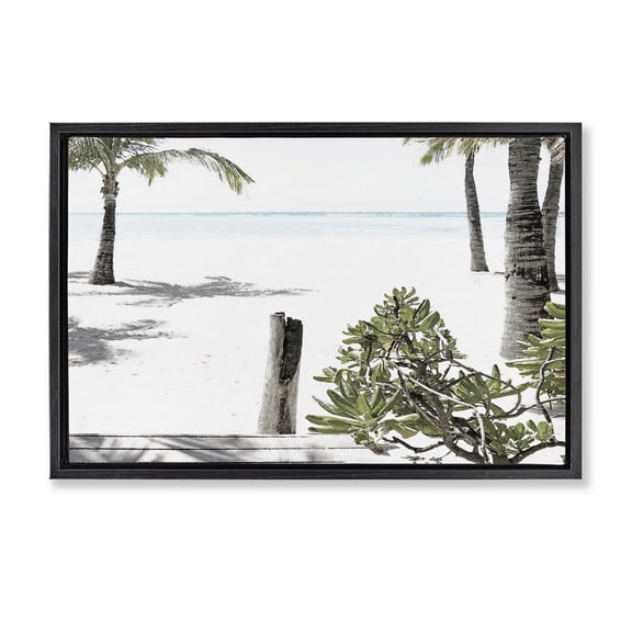 Stupell Industries Tropical Shoreline Palms Landscape Black Floating Frame Canvas Art, 25 x 17, by Noah Bay