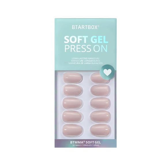 BTArtbox Press On Nails - Taro Kilkshake, Short Oval, 2-Week Wear, Easy-to-Apply, 32 Count All-in-One Kit