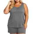 thumbnail image 4 of Ynynloco Womens Plus Size Sleeveless Pajamas Set Casual Loose Sleepwear Soft Pj Sets Tank Top and Shorts 2 Piece Loungewear XL-5XL, 4 of 9