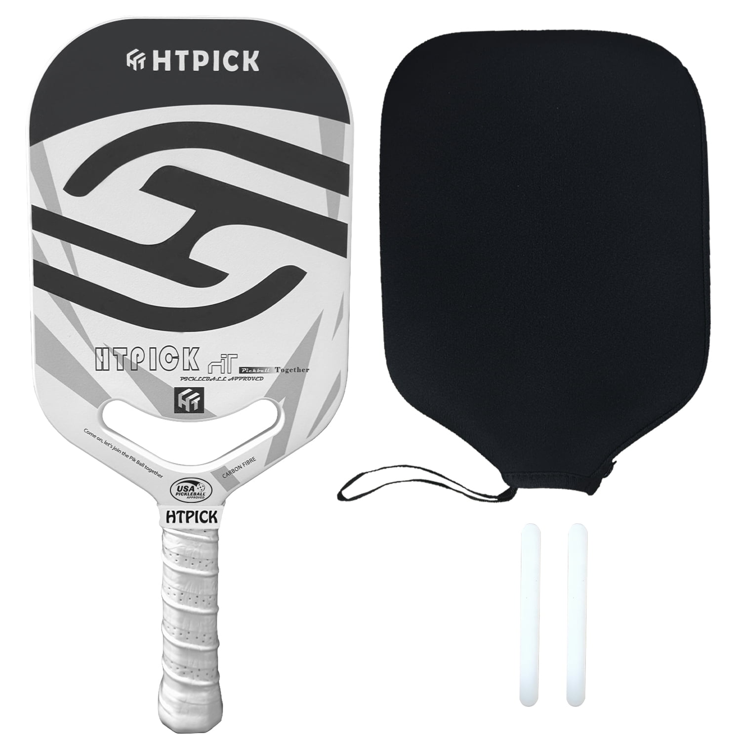 HTPICK Thermoformed Pickleball Paddle Set - T700 Carbon Fiber Surface, 16mm Honeycomb Core, Includes Paddle, 2 Overgrips & 2 Edge Guards,1 Pickleball Paddle Cover USAPA Approved