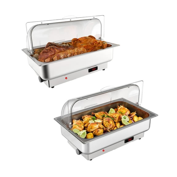 Riedhoff 2 Pack Electric Chafing Dishes Buffet Set 9 QT Full Size, Stainless Steel Food Warmer