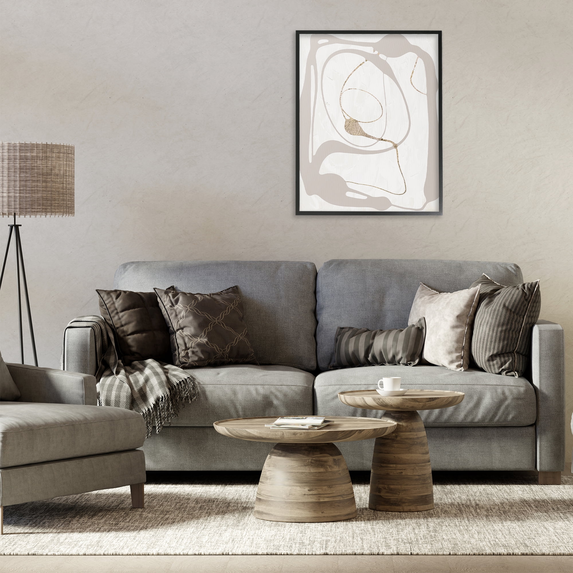 Stupell Industries Gray Very Abstract Figure Abstract Painting Black Framed Art Print Wall Art, 24 x 30