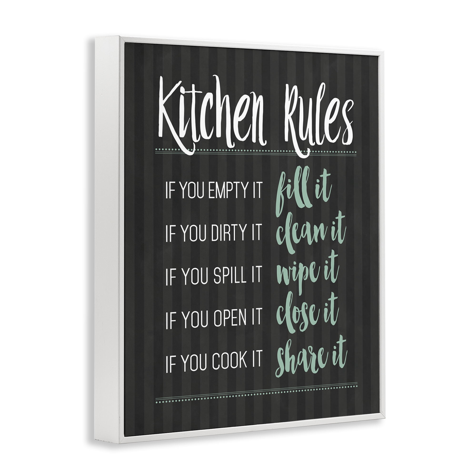Kitchen Rules Black & Green White Framed Giclee Art, design by Lettered and Lined