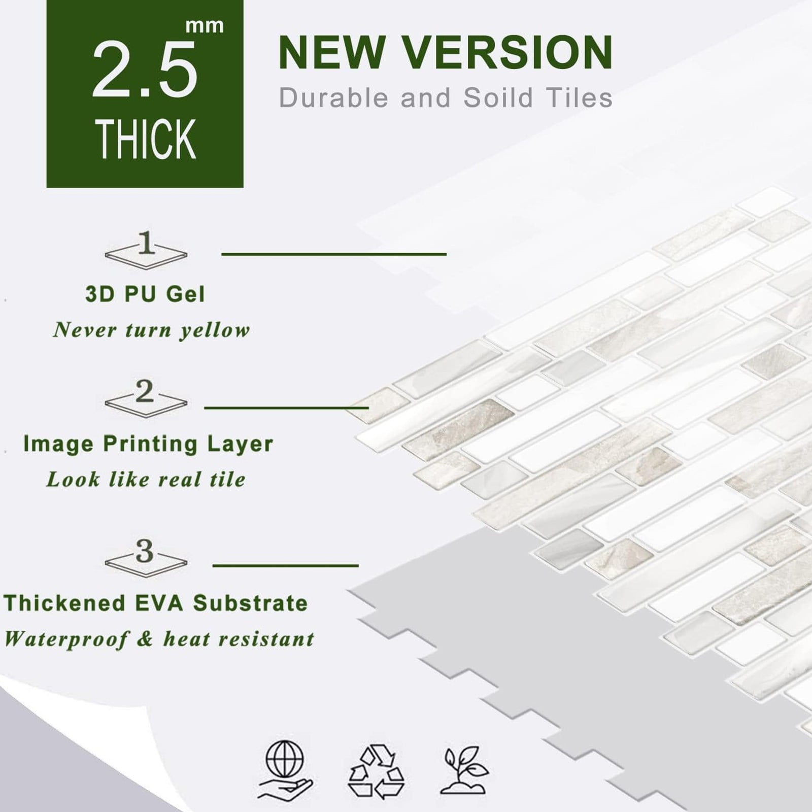 5 Pcs Peel and Stick Backsplash Waterproof Wall Tiles, Heavy-Duty Peel and Stick Backsplash, Marble Peel and Stick Backsplash for Kitchen, Bathroom 12"
