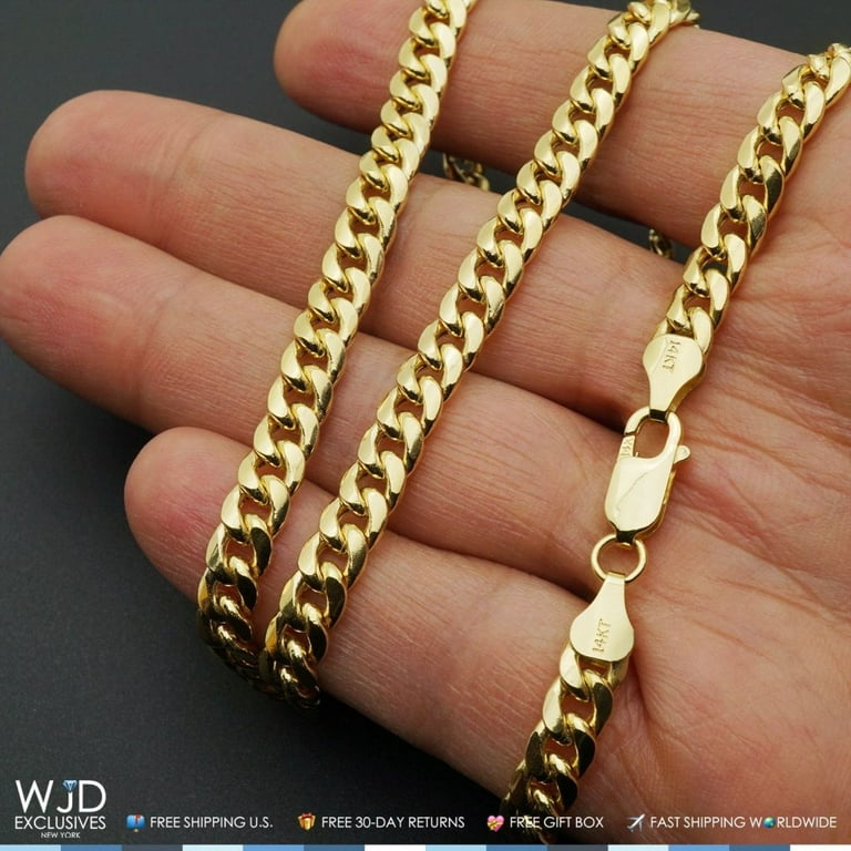 Hollow cuban link chain deals 14k