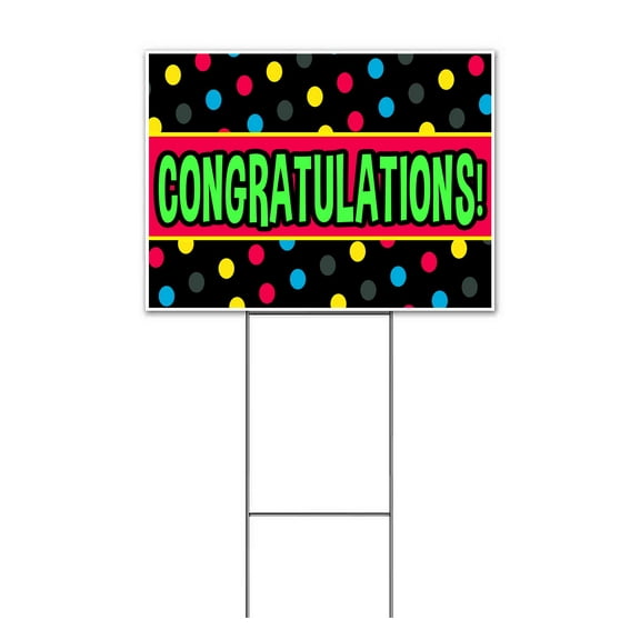 Congratulations Dots (18" x 24") Yard Sign, Includes Metal Step Stake