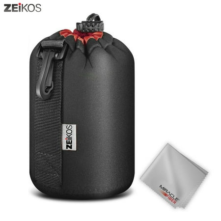 Zeikos Medium Size Lens Case Pouch for DSLR Camera Lens + Free MiracleFiber Cleaning (Best Medium Sized Camera)