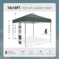 thumbnail image 5 of Alpha Joy 10x10ft Pop-up Canopy Instant Outdoor Canopy Tent Portable Straight Leg Shelter with Roller Bag for Outside, Gray, 5 of 8