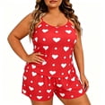 thumbnail image 3 of Asxite Pajamas for Women Set Solid Plus Size Satin Print Camisole Set Loungewear 2 Piece, 3 of 5