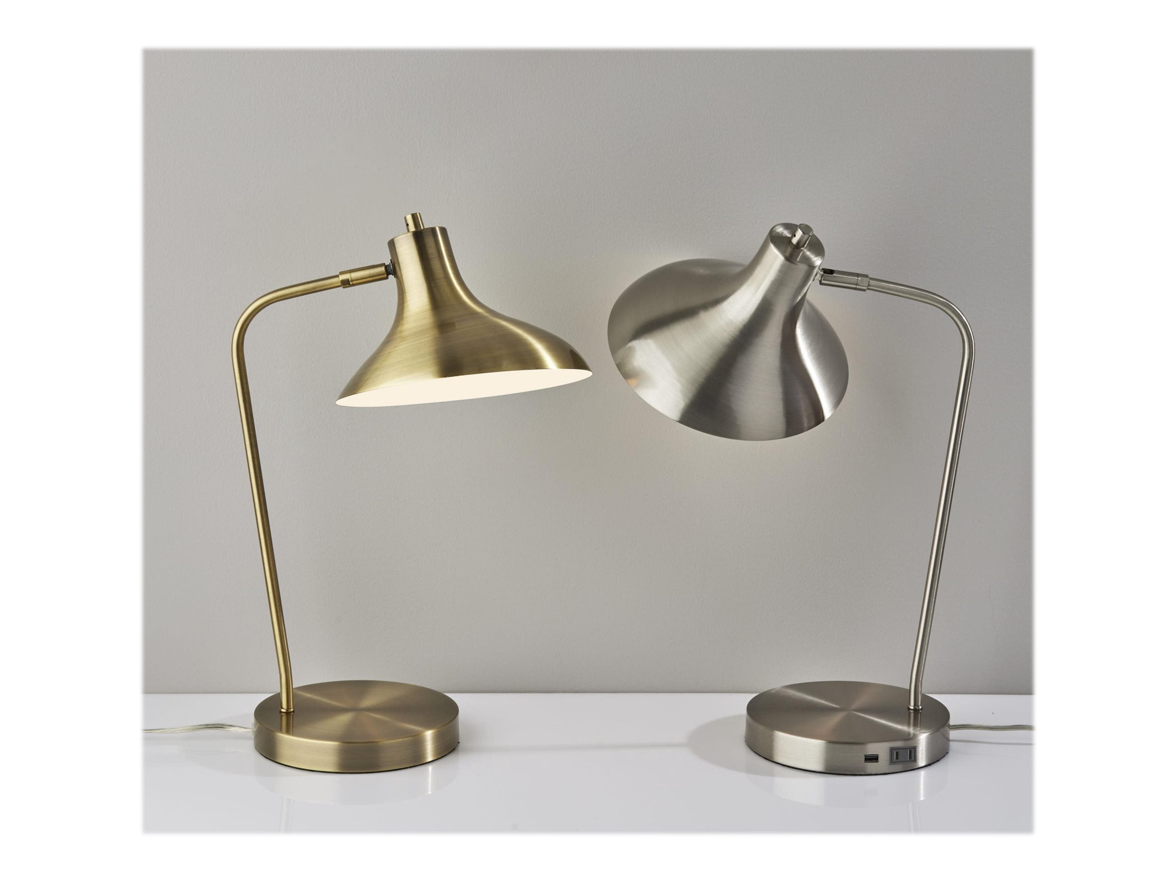 Simplee Adesso Cleo Desk Lamp, Antique Brass, Electronic, Antique Brass Shade