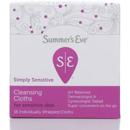 Summer's Eve Feminine Cleansing Cloths Sensitive Skin 16 Each (Pack of