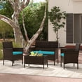 thumbnail image 2 of Gymax 4 Piece Patio Rattan Conversation Set Wicker Furniture Set w/ Chair Loveseat Outdoor, 2 of 10