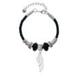 thumbnail image 2 of Delight Jewelry Silvertone Large White Enamel Angel Wing Sister Celtic Knot Leather Bead Bracelet, 7"+2" Extender, 2 of 4
