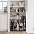 thumbnail image 6 of Teal Brown Deer Silhouettes Kitchen Curtains 45 Inch Length, Trees Wooden Retro Farmhouse Tiers Curtains for Bathroom Bedroom Cafe, Light Filtering Small Window Treatment Drapes 2 Panels 42"Wx45"L, 6 of 8