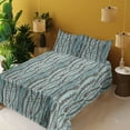 thumbnail image 2 of Ambesonne Woodland Pattern Fitted & Flat Sheet with Shams 4 Pcs Set, Sketchy Branches, Queen, Cadet Blue Green Brown, 2 of 5