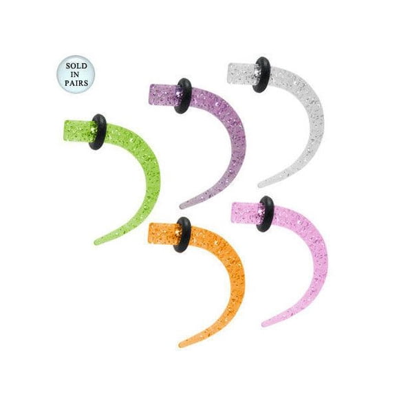 Acrylic Glitter 6 Gauge Ear Stretchers / Tapers - 4 Colors Available