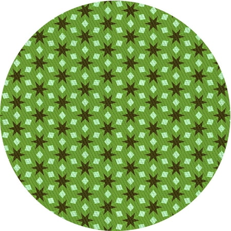 

Ahgly Company Indoor Round Patterned Nebula Green Area Rugs 6 Round