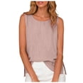 thumbnail image 6 of idosla Tank Tops Women Comfy Summer Sleeveless Crewneck Gauze Shirts Casual Blouse Cami Crop Tops (Pink, XL), 6 of 6