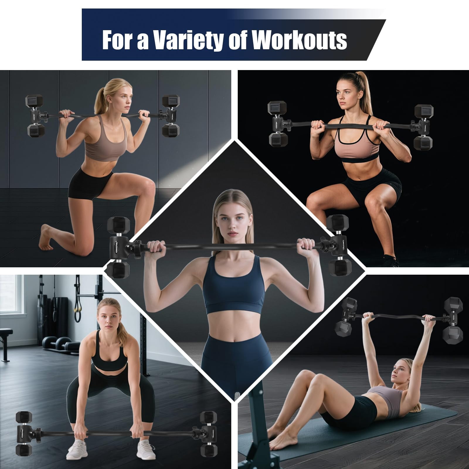 Dumbbell To Barbell Converter Bar  Ez Curl Adapter With 200lb Capacity Adjustable Weight For Home Fitness Fits Standard 1-1.5 Inch Handles Lifting