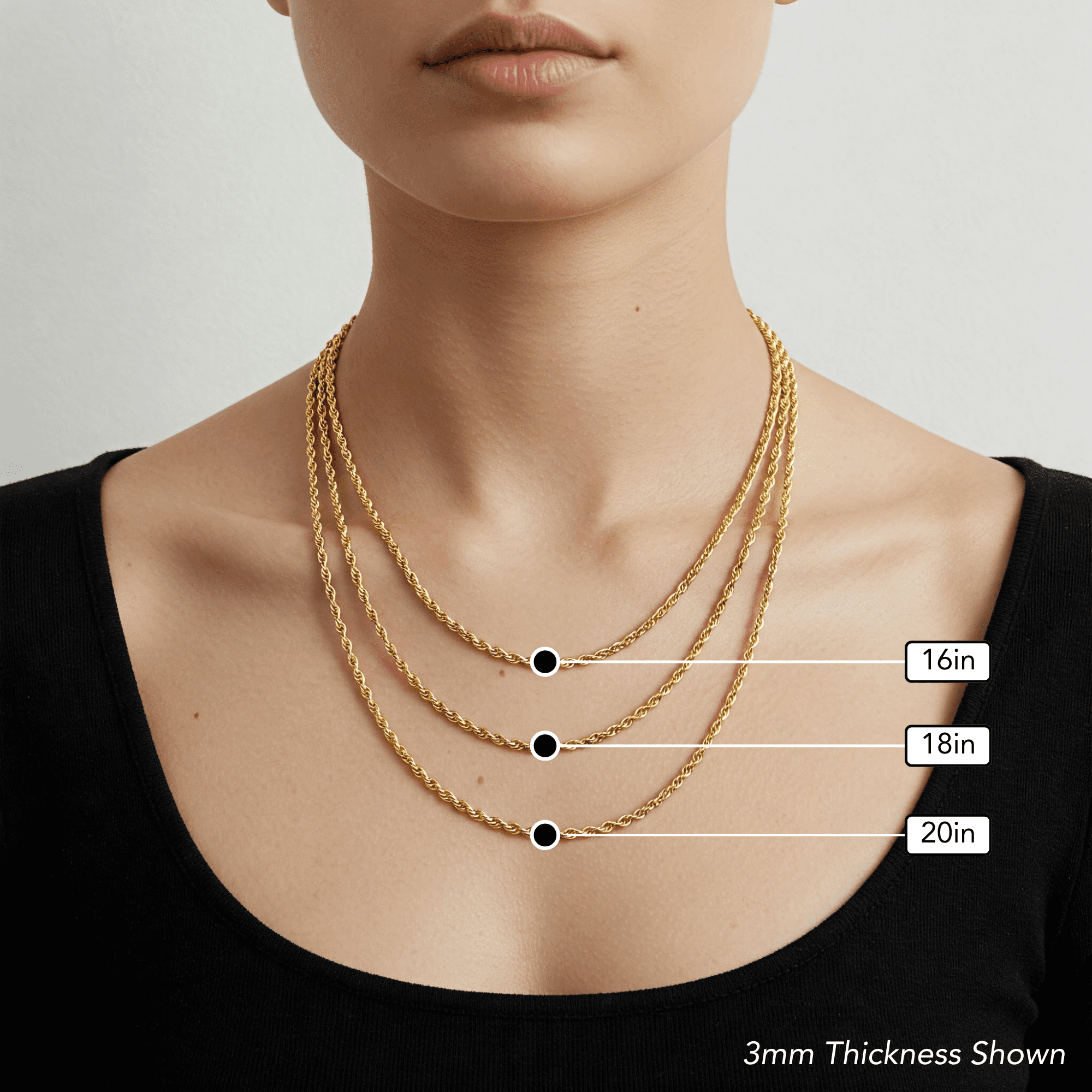 Tilo Jewelry 10K Yellow Gold Diamond-Cut Rope Chain Necklace with Secure Lobster Lock | 4mm - 20 Inch | Everyday Necklace for Men & Women