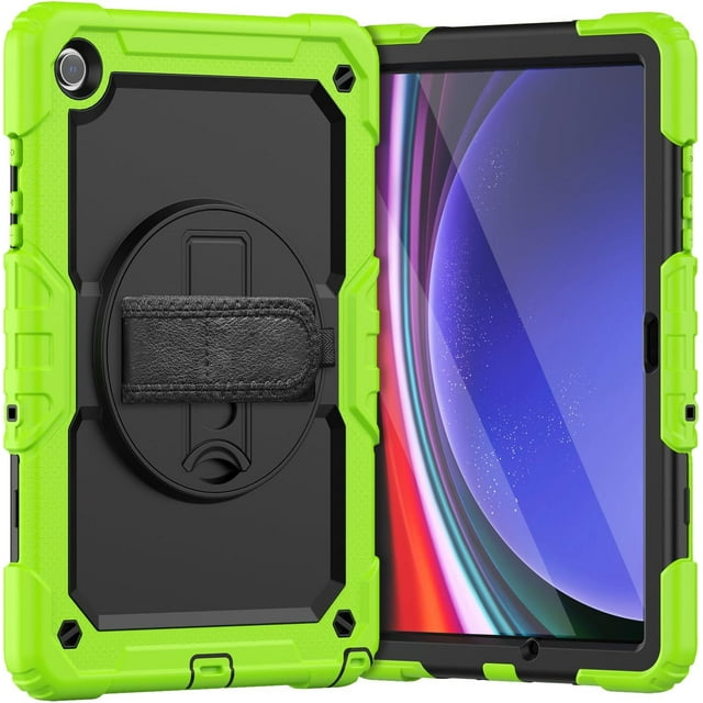 Funda para Samsung Galaxy Tab A9 Plus 11'' 2023 (SM-X210/X216/X218), Funda Protectora Resistente a Golpes con Protector de Pantalla, Soporte Giratorio de 360°, Correa para Mano/Hombro y Soporte para