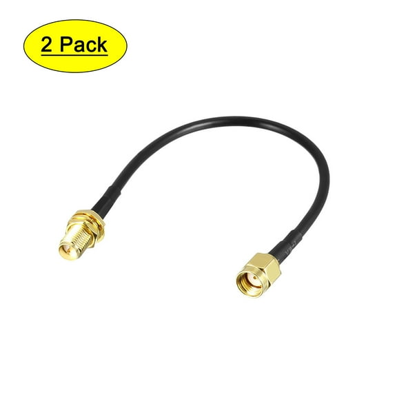 Uxcell 6'' RG174 RP-SMA Male to RP-SMA Female Antenna Extension Cable Shorter Length Metal Black 2 Pcs