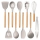 thumbnail image 1 of Juego de utensilios de cocina E-far de 10 piezas de silicona con mango de madera, 1 of 7