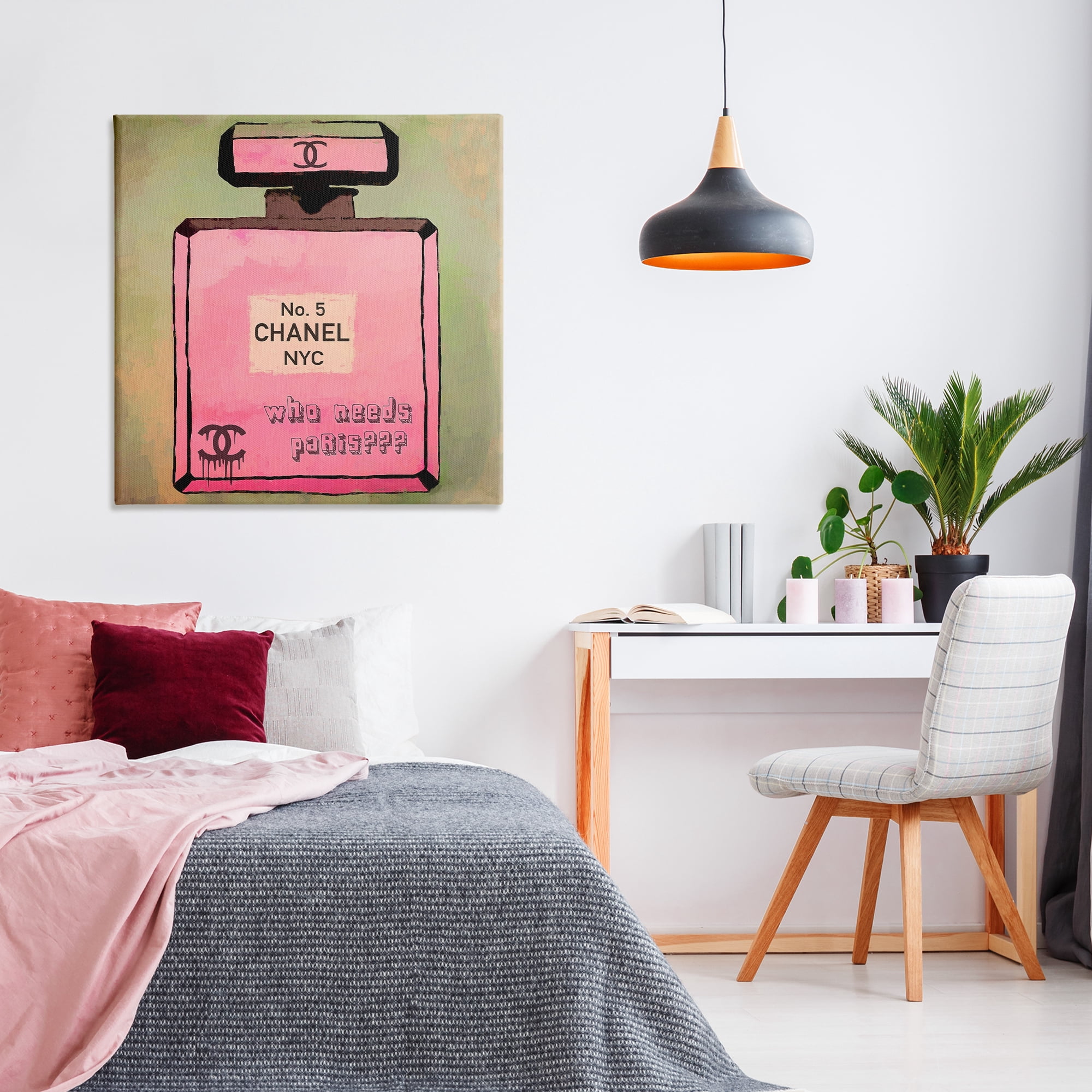 Stupell Industries Who Needs Paris Glam Perfume Fashion Painting Wrapped Canvas Art Print Wall Art, 36 x 36