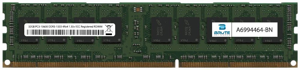 A6994464 - Dell Compatible 32GB PC3-10600 DDR3-1333Mhz 4Rx4 1.35v ECC Registered RDIMM - image 1 of 2