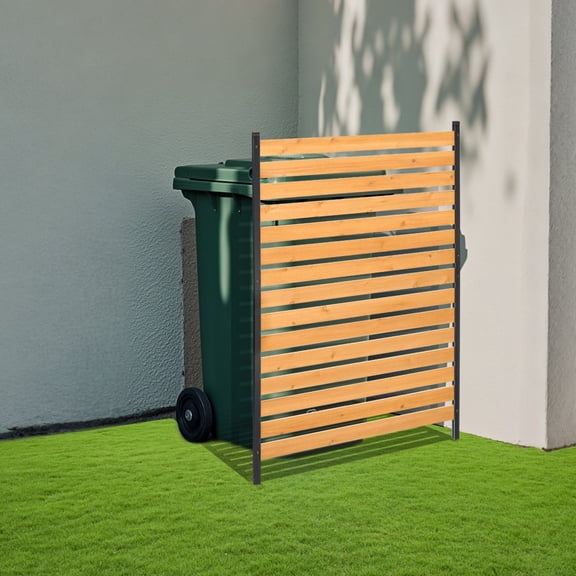 Wood Slat Privacy Fence Panel, 39" W x 61" L, for Hiding Air Conditioner Units and Enhancing Yard Aesthetics