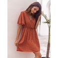 thumbnail image 5 of Vestido corto de verano de manga corta con cuello en V y cintura alta con estampado integral para mujer XL Sailing Electrónica, 5 of 5