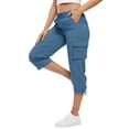 thumbnail image 6 of Women's Cargo Capris Lightweight Quick Dry Hiking Travel Summer Casual Cropped Pants with Pockets Royal Blue S, 6 of 6